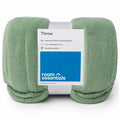 Room Essentials green plush throw, 50 by 60 inches; sold as a case of eight