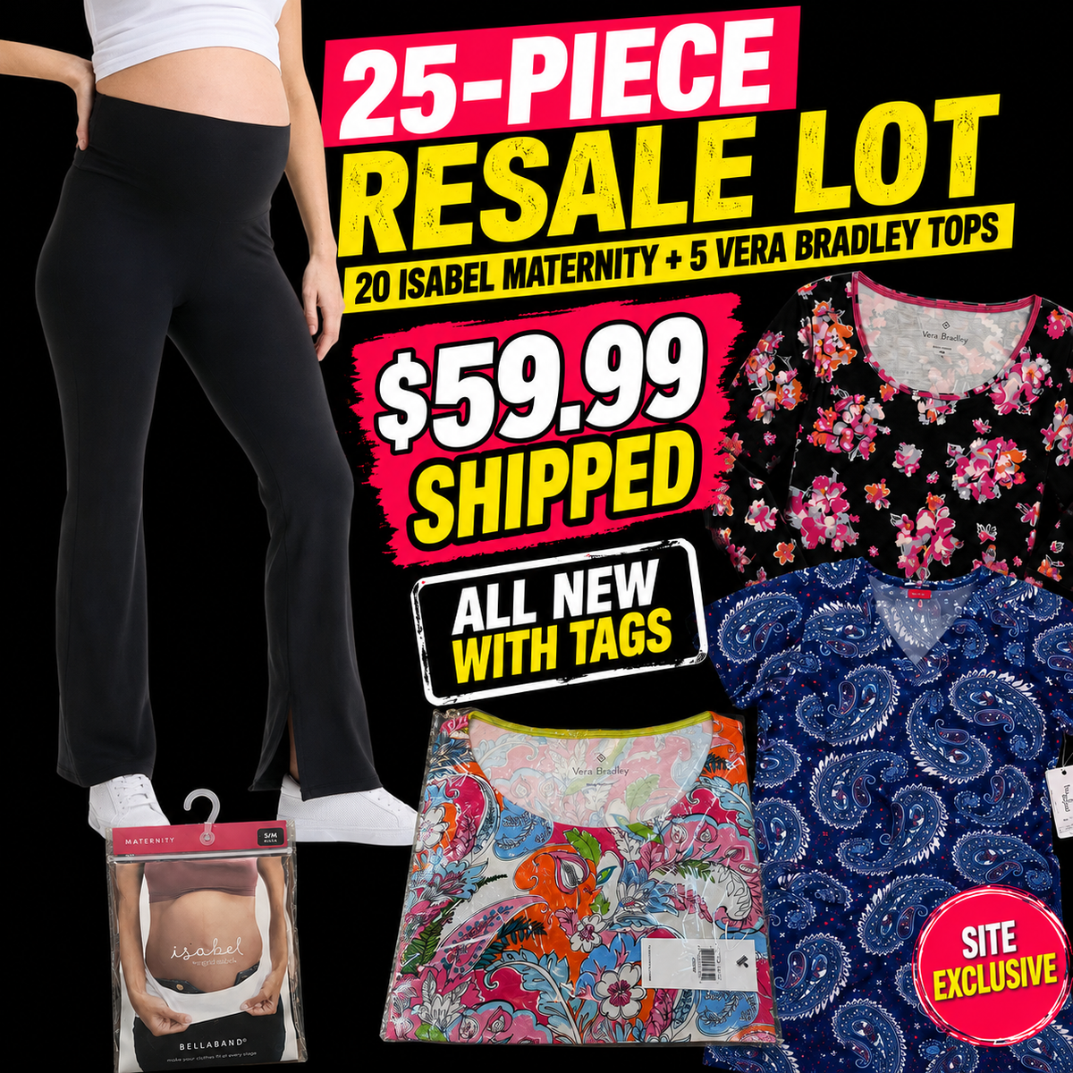 25-piece Isabel maternity and Vera Bradley reseller lot, all new with tags, $59.99 shipped