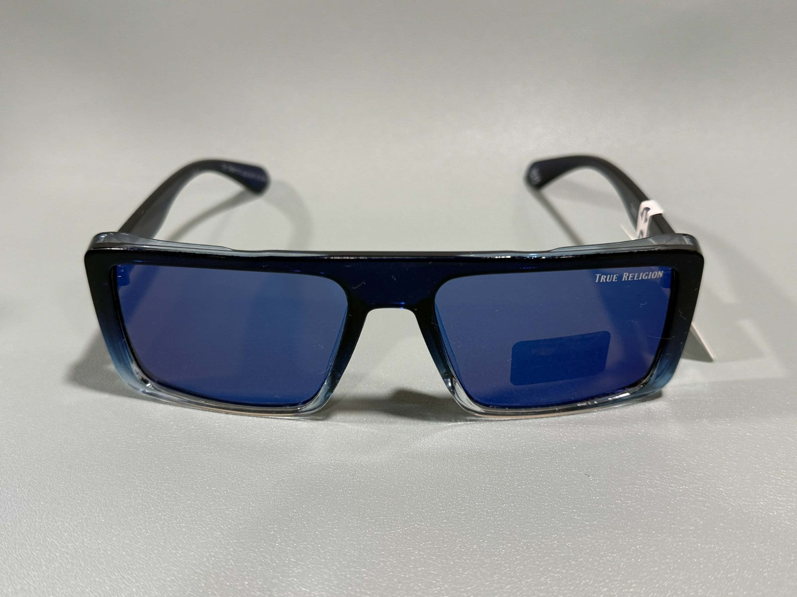 New Original TRUE RELIGION Square Sunglasses Frosted Black  Blue TRM17710