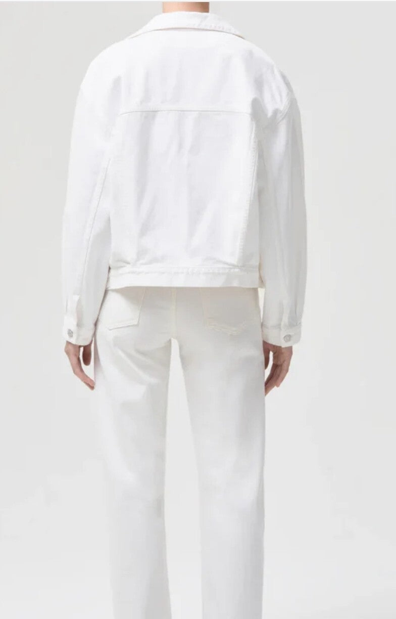 NEW AGOLDE CHARLI Oversized Denim Jacket JEAN WHITE IVORY BUTTON SIZE Sm Small1