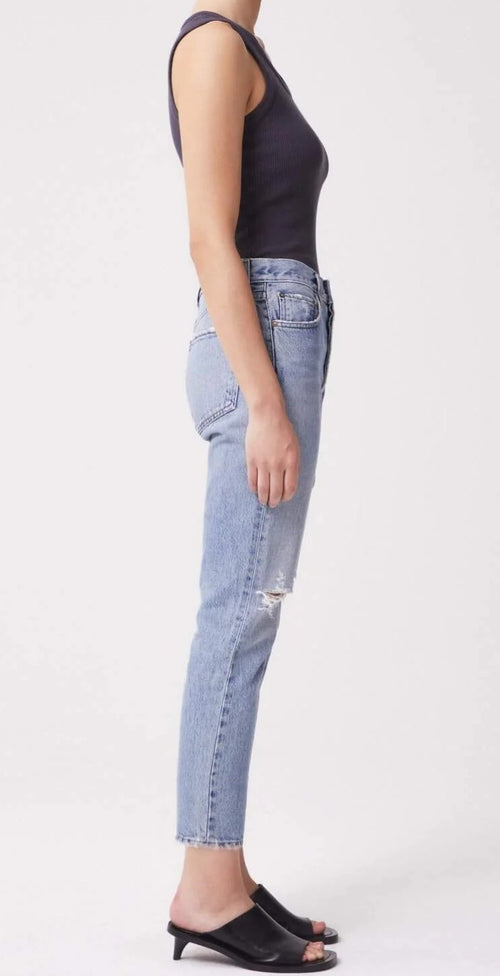 $ 198 AGOLDE Riley High Rise Straight Crop Jeans in Escalate Size 27 A056E-12061