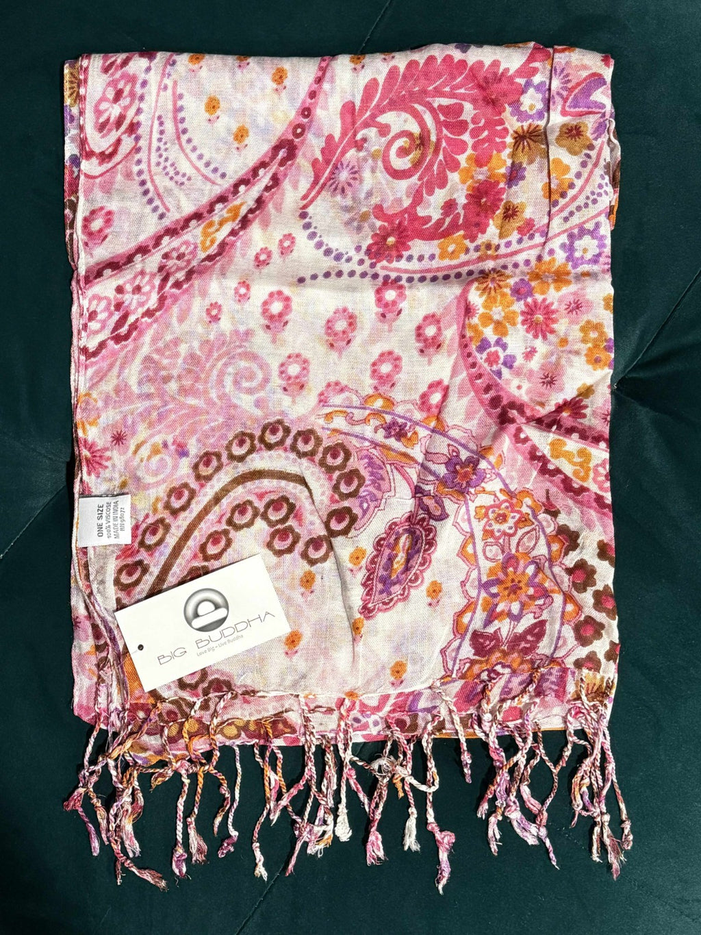 NWT Big Buddha Sheer Floral Scarf Wrap Shawl Lightweight Fringe Boho Festival 1