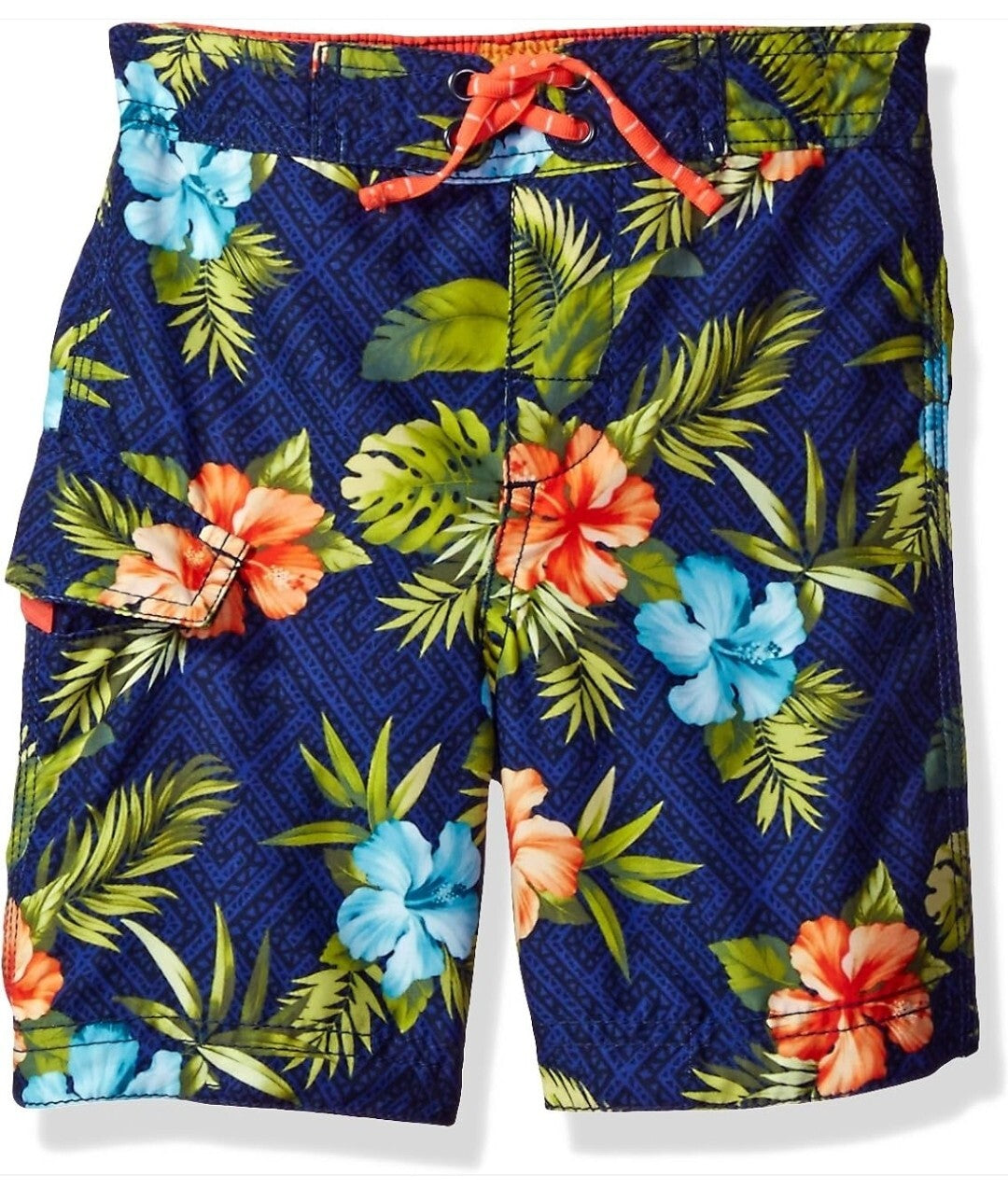 NWT BOYS Xl 18 Navy TOMMY BAHAMA HAWAIIAN BOARD SHORTS SWIM TRUNKS W/ LINER0
