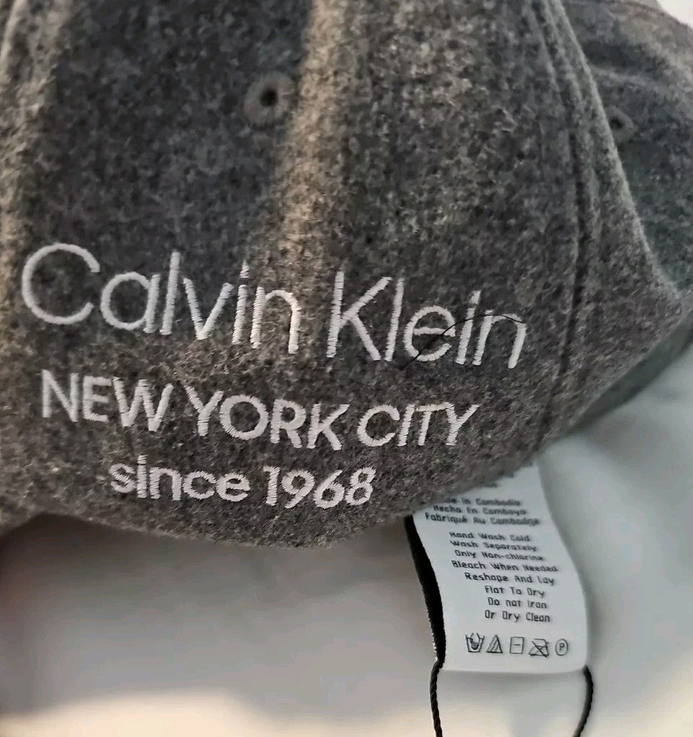 NWT! Charcoal Calvin Klein CK Side Logo New York City Baseball Cap Wool Blend 2