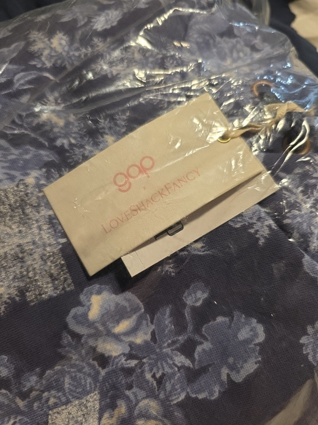 Gap x Love Shack Fancy Womens Hoodie Med Blue Floral Sweatshirt Streetwear EUC3