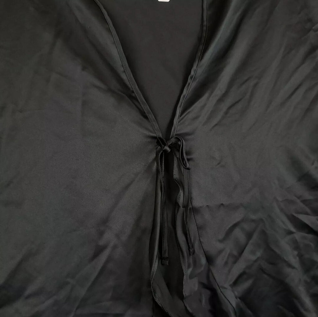 Victorias Secret Robe Kimono Wrap One Size Black Ruffle Sleeve NWT3