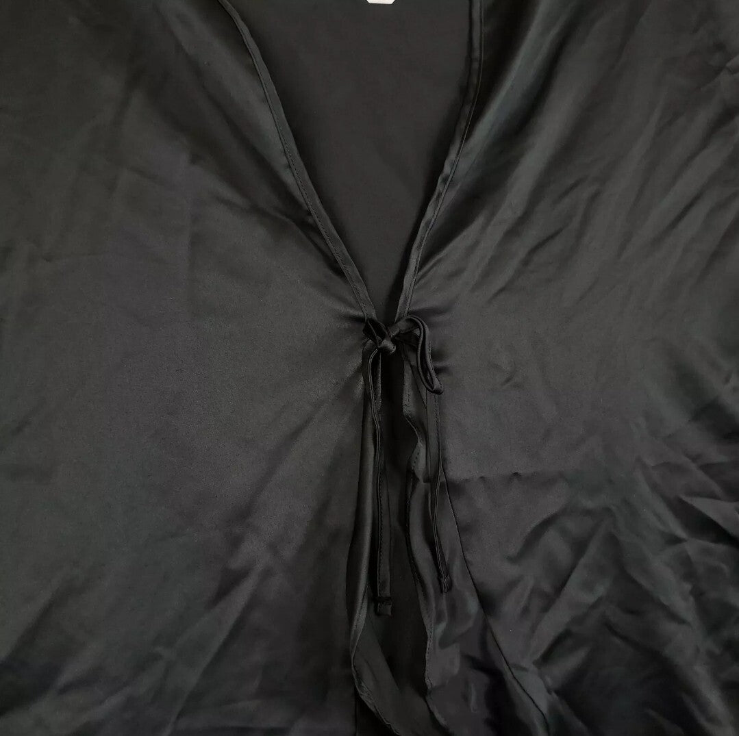Victorias Secret Robe Kimono Wrap One Size Black Ruffle Sleeve NWT3