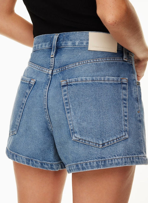 $248 Citizens Of Humanity Blue Franca Pleated Baggy Jean Shorts Size 27 COH1