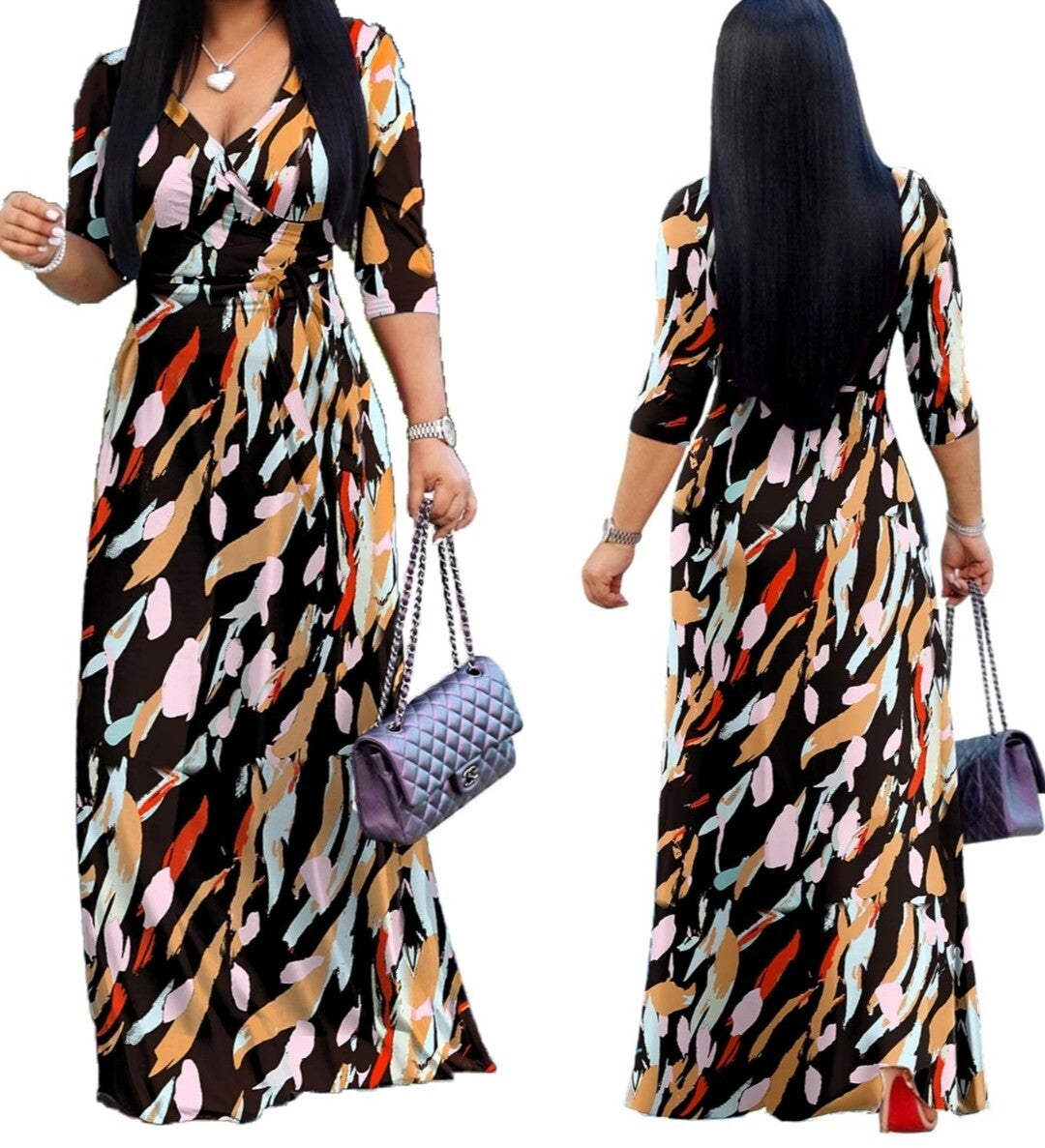 Fall Maxi Dress Womens Casual Dress Swing  Chic Versatile Flowy Casual Sz M3