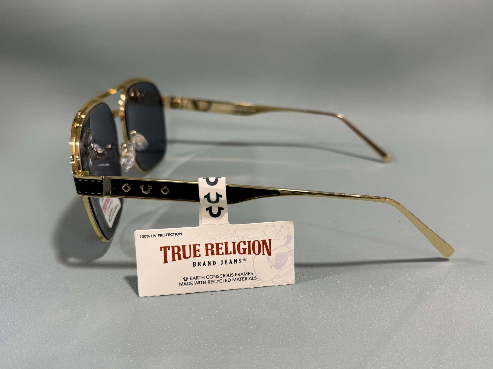 New Original TRUE RELIGION Sunglasses Tinted / Gold  Aviator Horseshoe TRM17463