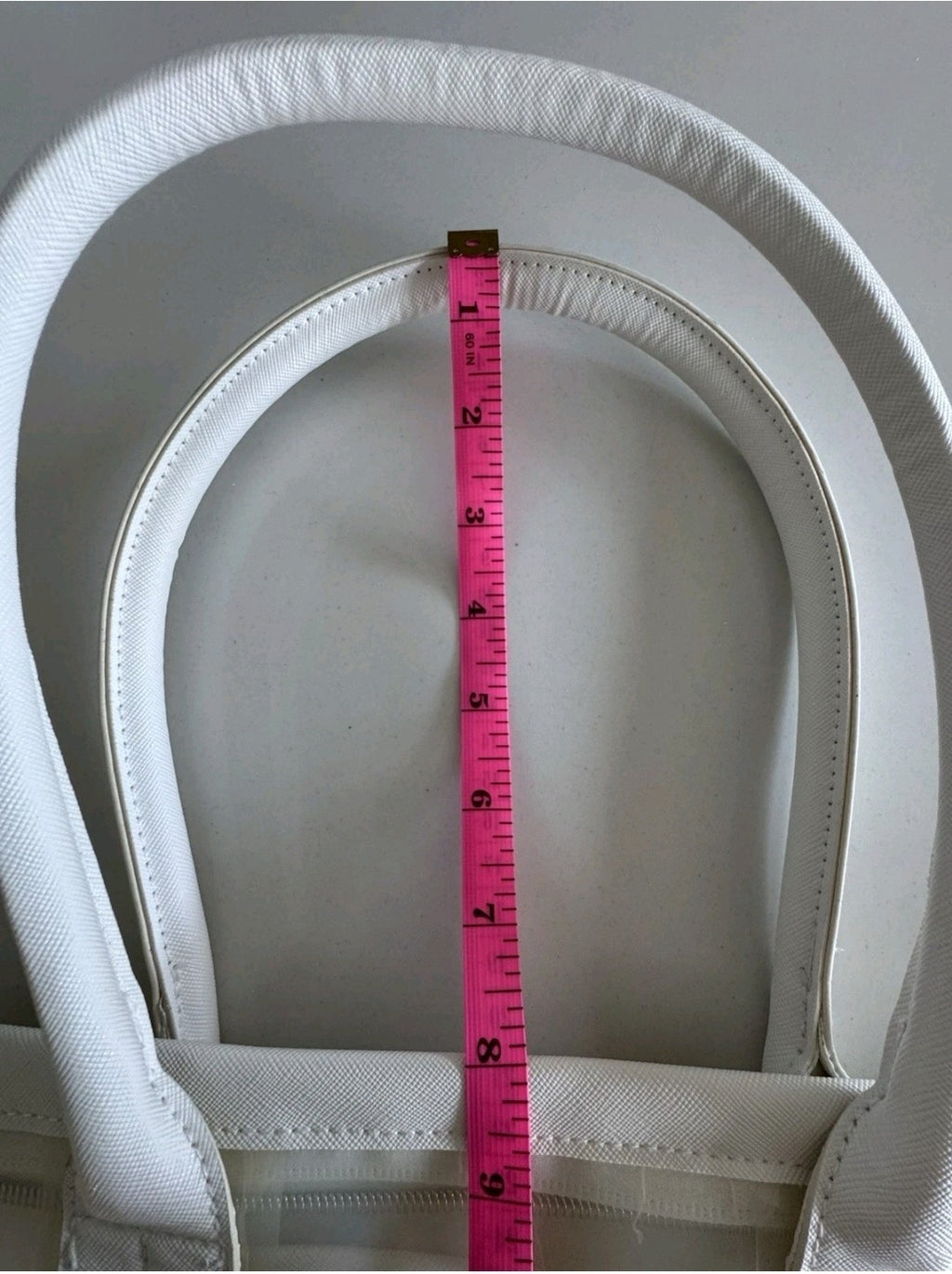 Neiman Marcus Clear PVC White Tote Bag With Zipper And Inner Pouch NEW6