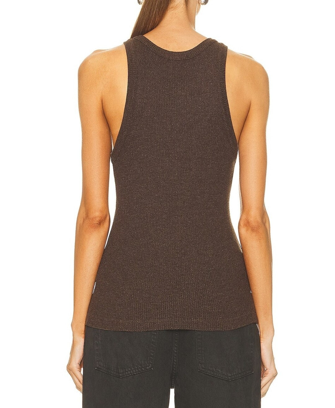 AGOLDE Bailey Scoop Arm Ribbed Knit Tank Top In Lizard  Size Sm NWT 2