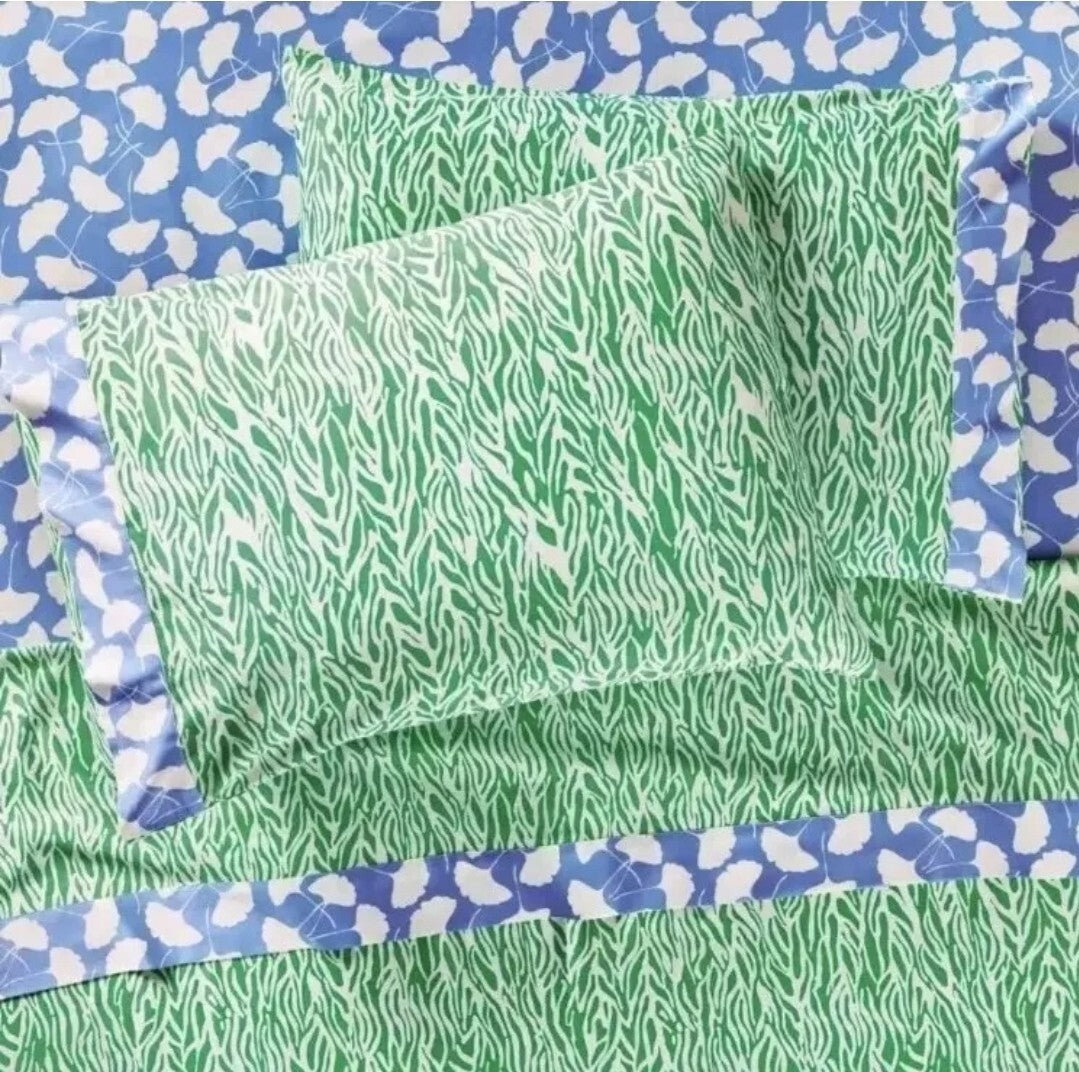 NEW DVF × TARGET Diane Von Furstenberg Sea Twig Green Full 4 Piece Sheet Set 0