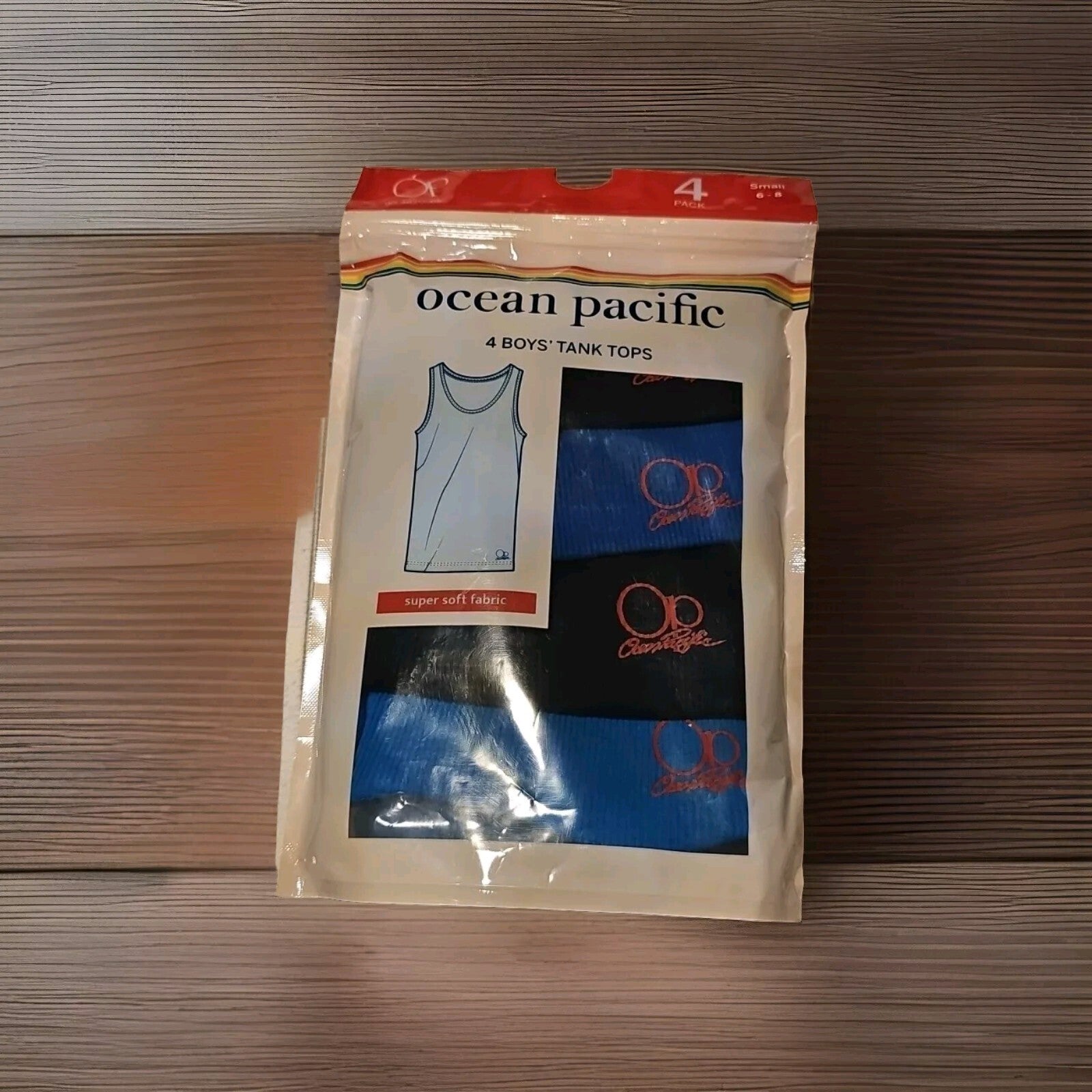 New Ocean Pacific Tank Top Boys Size Small OP Sleeveless Surf Top 4 Pack 6-80