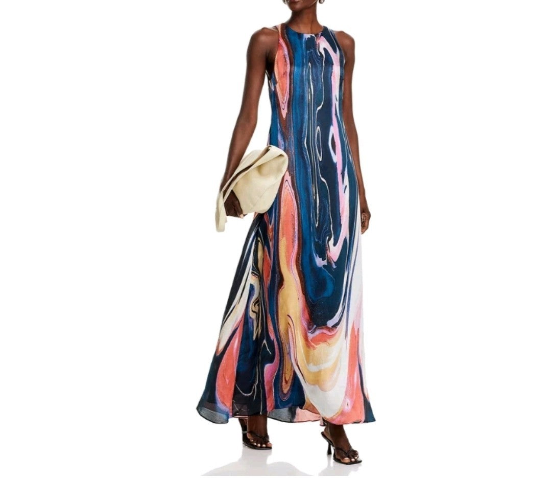 Derek Lam 10 Crosby Inaya Maxi Dress MSRP $650 NWT Marble Multi Size 186