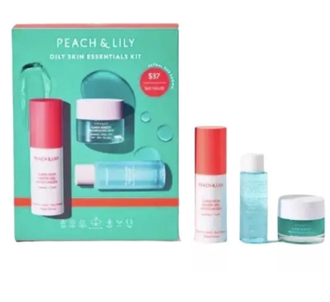 Peach & Lily Oily Skin Essentials Kit Toner Moisturizer Resurfacing Mask Set Nib1