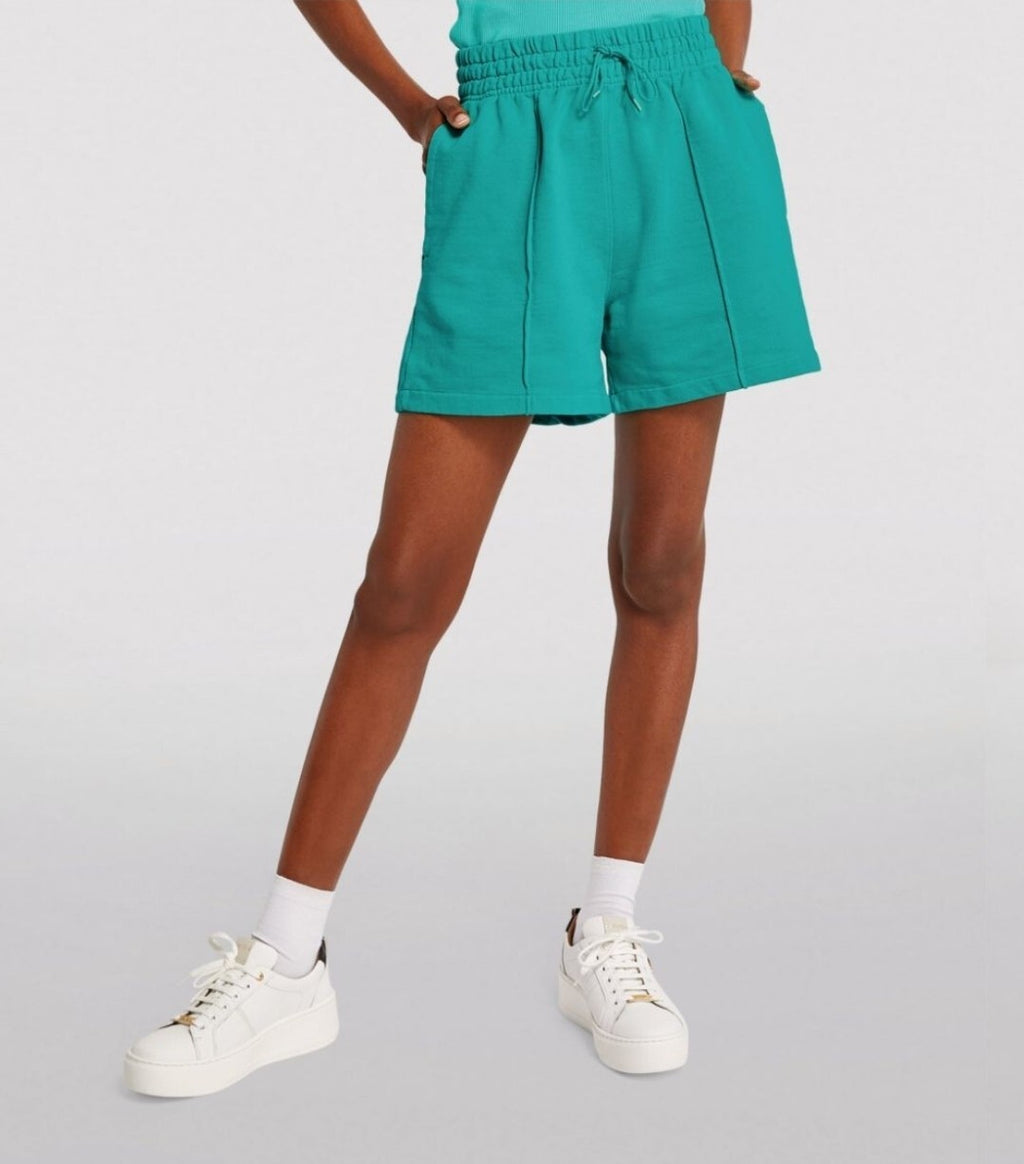 Agolde 90s Pintuck High Rise Sweat Shorts NWOT Sz Small Teal 1