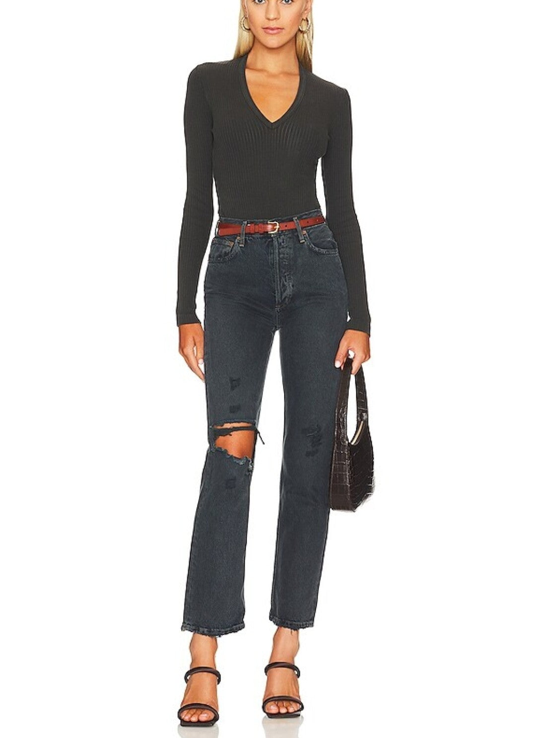 AGOLDE 90's Pinch Waist High Rise Straight Leg Jeans Black Women's Size 27  Sz43