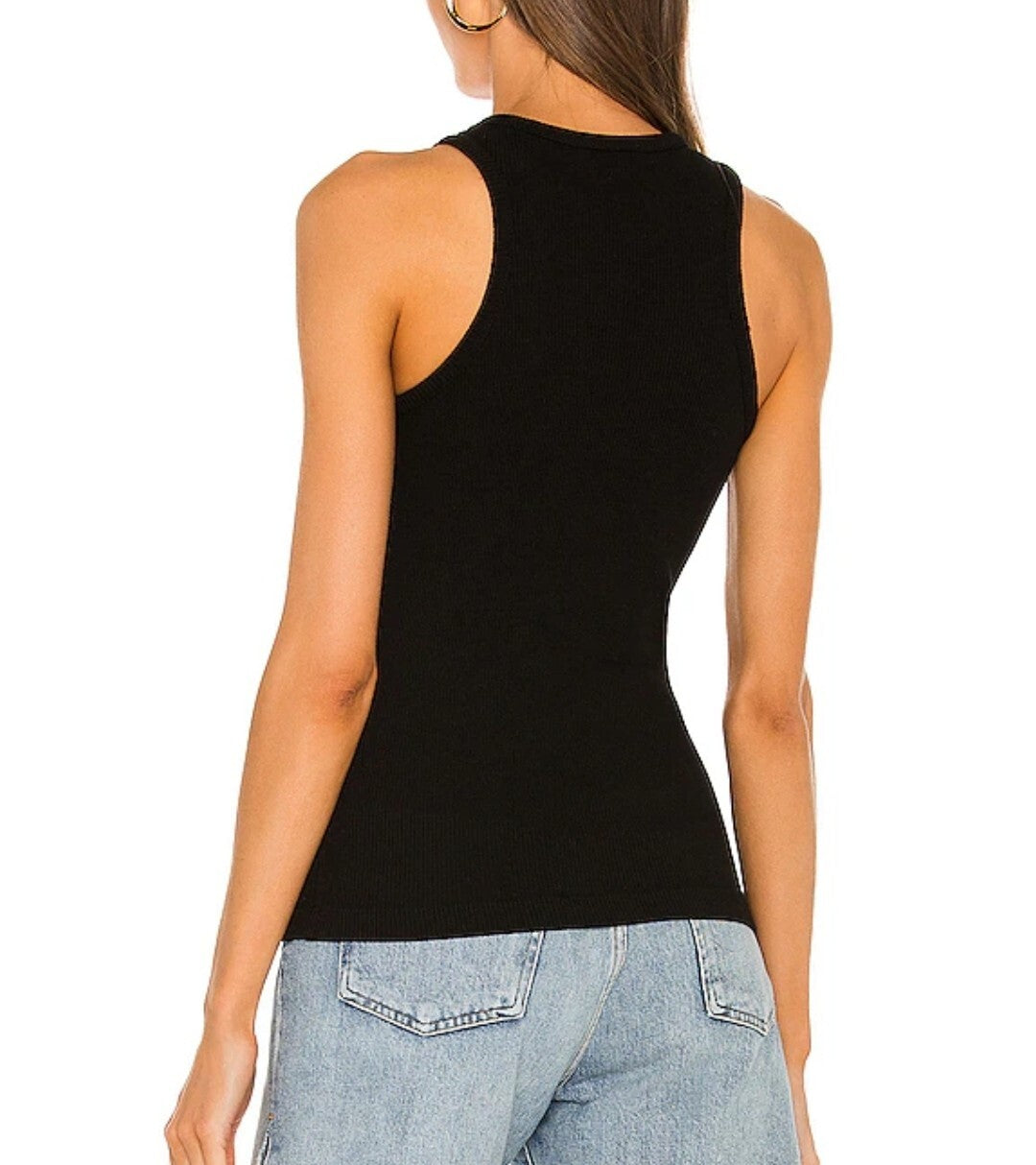 Agolde Womens Bea Tank Top Black Small Stretch Ribbed Minimalist A7112-13872
