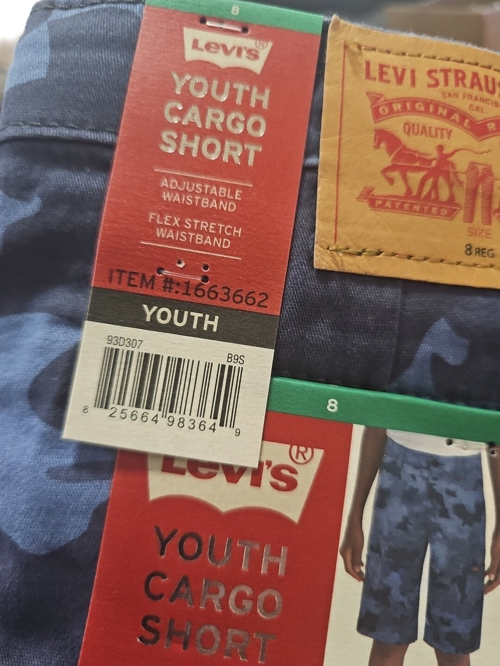 NEW Levi's Youth Boys' Cargo Shorts Blue Camo Size 8 Camouflage Levi3