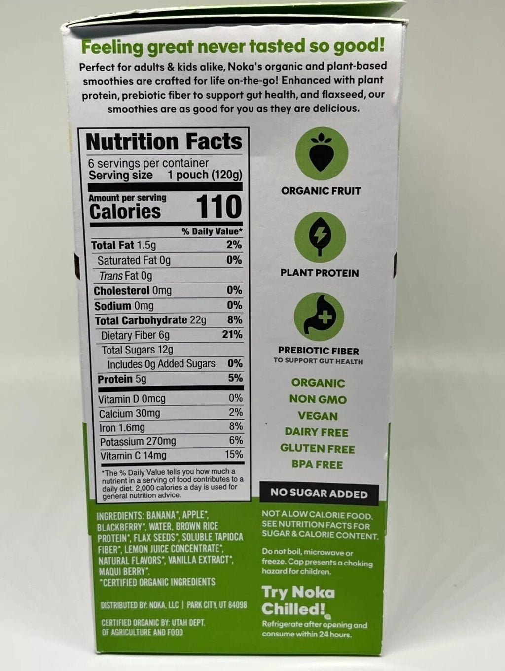 Noka Blackberry Vanilla Superfood Smoothie Pouches, Vegan, 4.22oz, 6 Pk.3