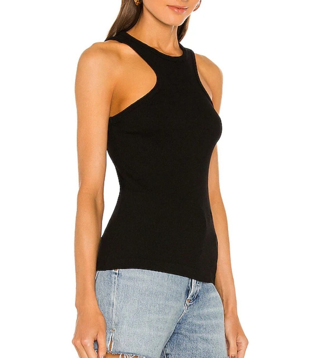 Agolde Womens Bea Tank Top Black Small Stretch Ribbed Minimalist A7112-13871