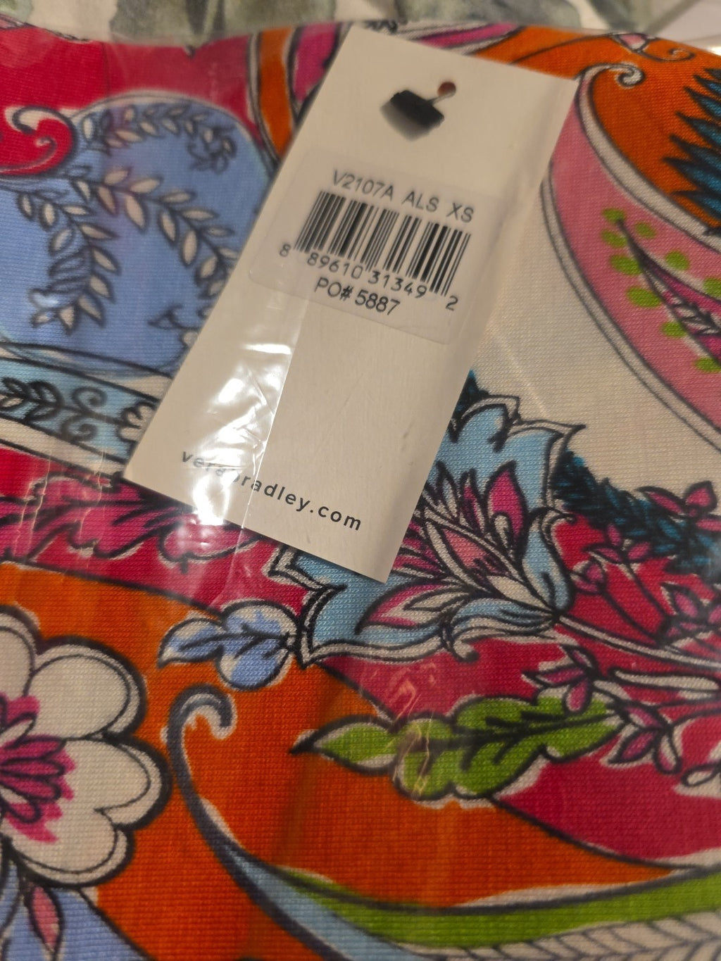 NWT Vera Bradley Pink Swirls Top Bright Paisley Multicolor Discontinued XS Extra4