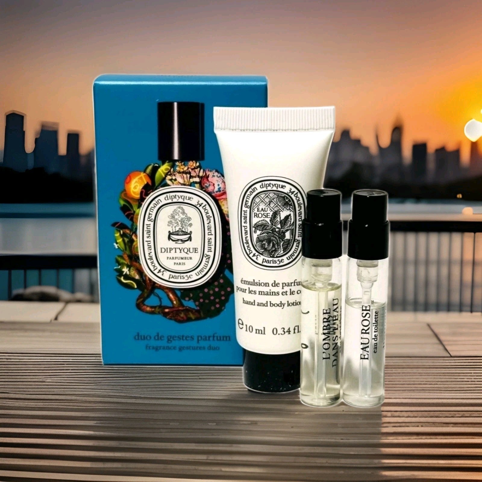 Diptyque Mini Set Of 3 L'ombre Dans EDT & Eau Rose EDT & Eau Rose Hand Cream +0