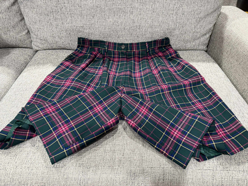 Vintage Pendleton Plaid Bermuda Shorts Sz 12 100% Virgin Wool Made In USA PINK1