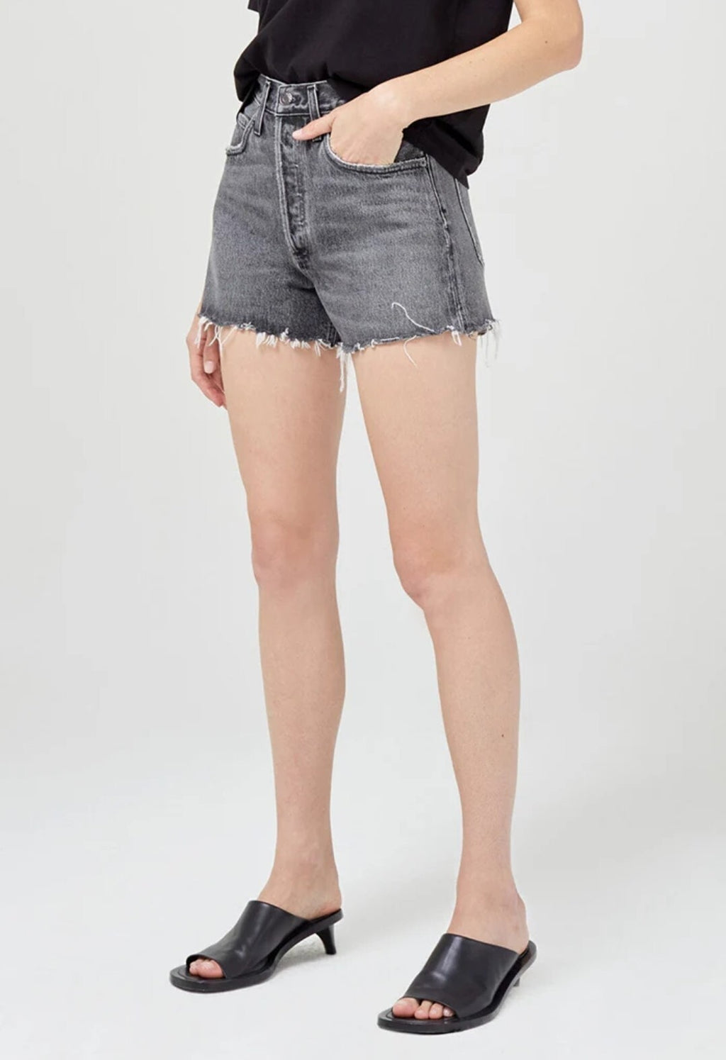 NWT Agolde Dee High Rise Short in Moxy Sz 27 Mom Shorts (Black) A9034-13461