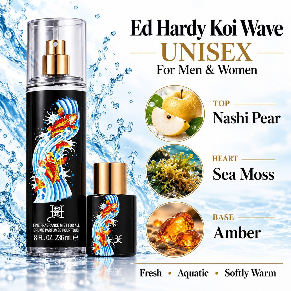 Ed Hardy Koi Wave Unisex Gift Set 2pc Eau de Parfum 0.5 oz & Body Mist 8 oz2