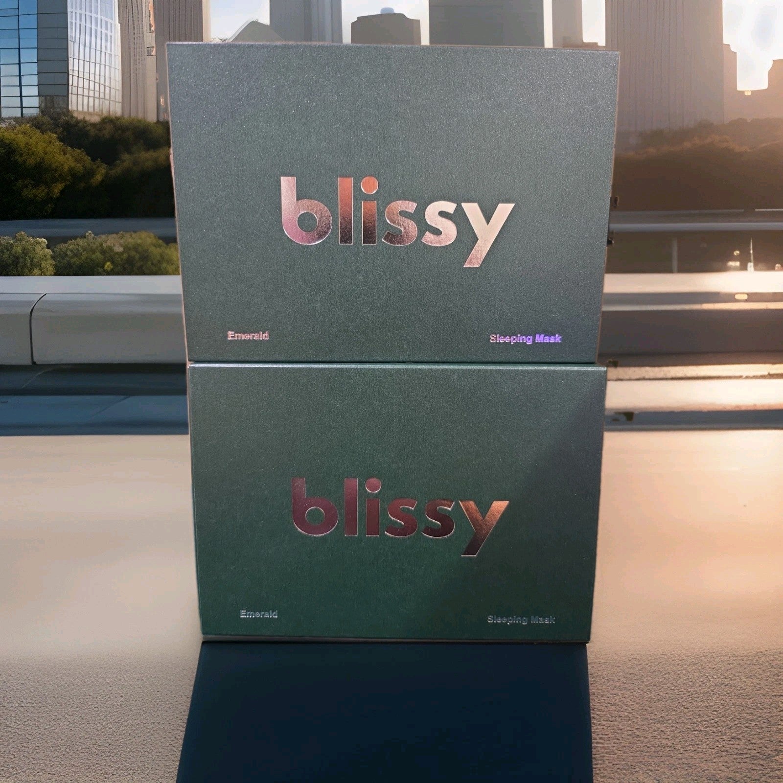 2 × Blissy 100% Pure Mulberry Silk Sleep Mask In Emerald NIB with bag Lot 0