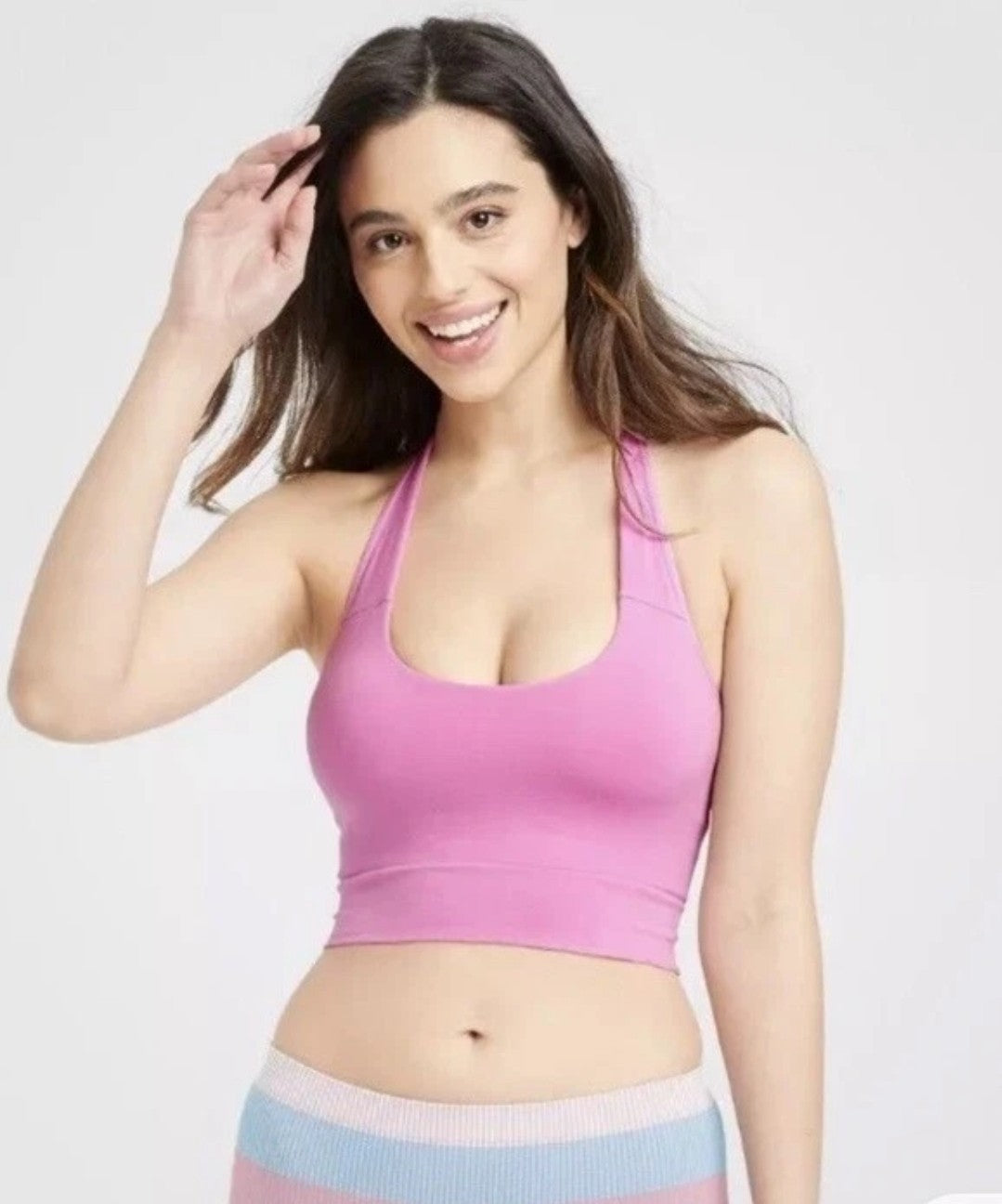 Auden Women's Sz XL Pink Halter Lightly Padded Halter Sports Bralette Bra Purple2