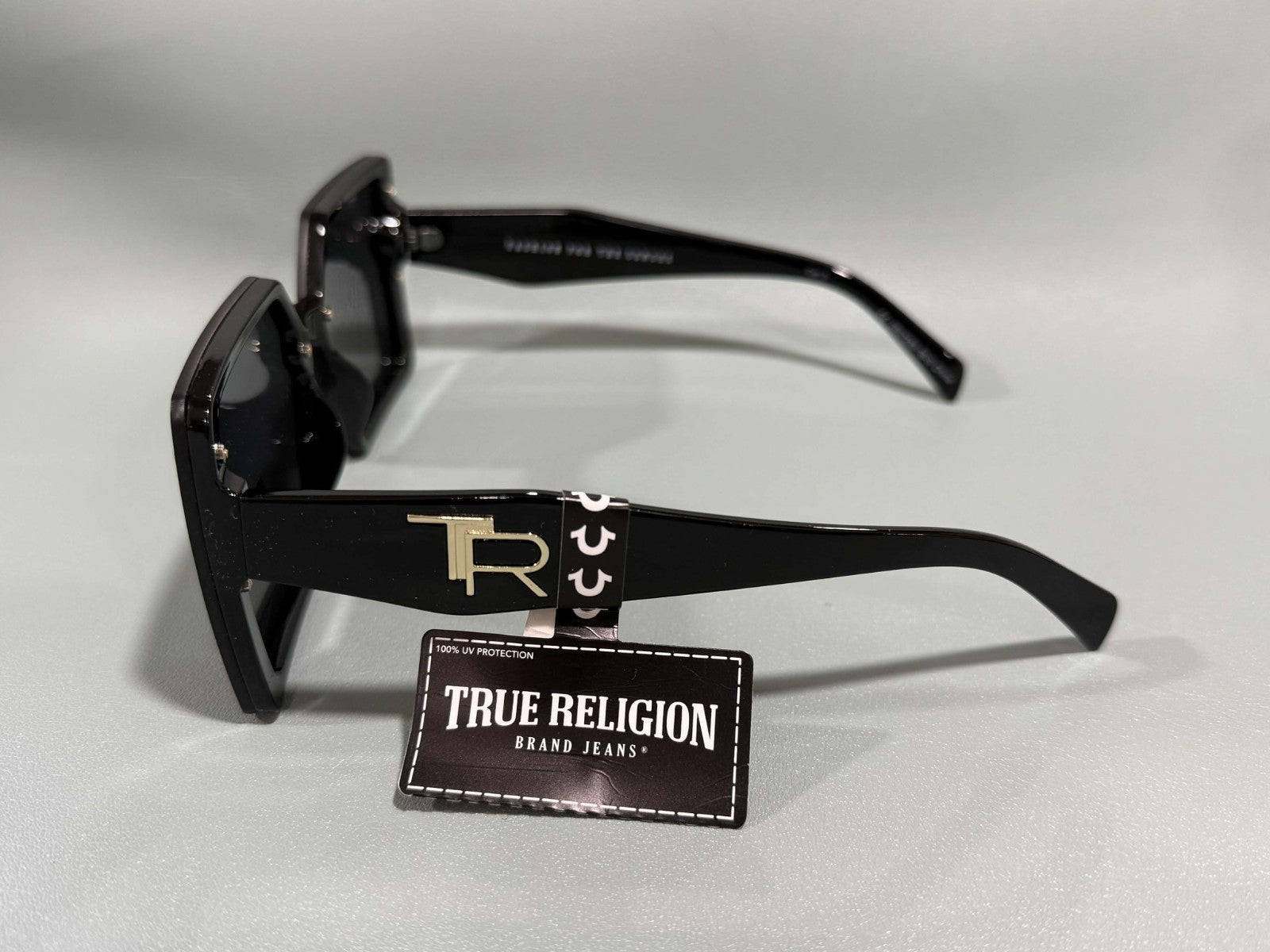 New Original TRUE RELIGION Square Sunglasses Mirrored Black TR TR57233 NWT 90's2