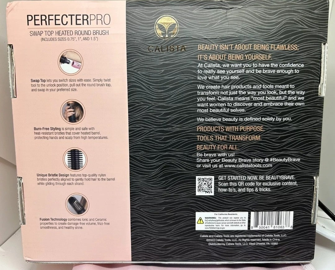 Calista Perfecter Pro Swap Top Heated Round Brush .75" 1" 1.5" Ballet Slipper3
