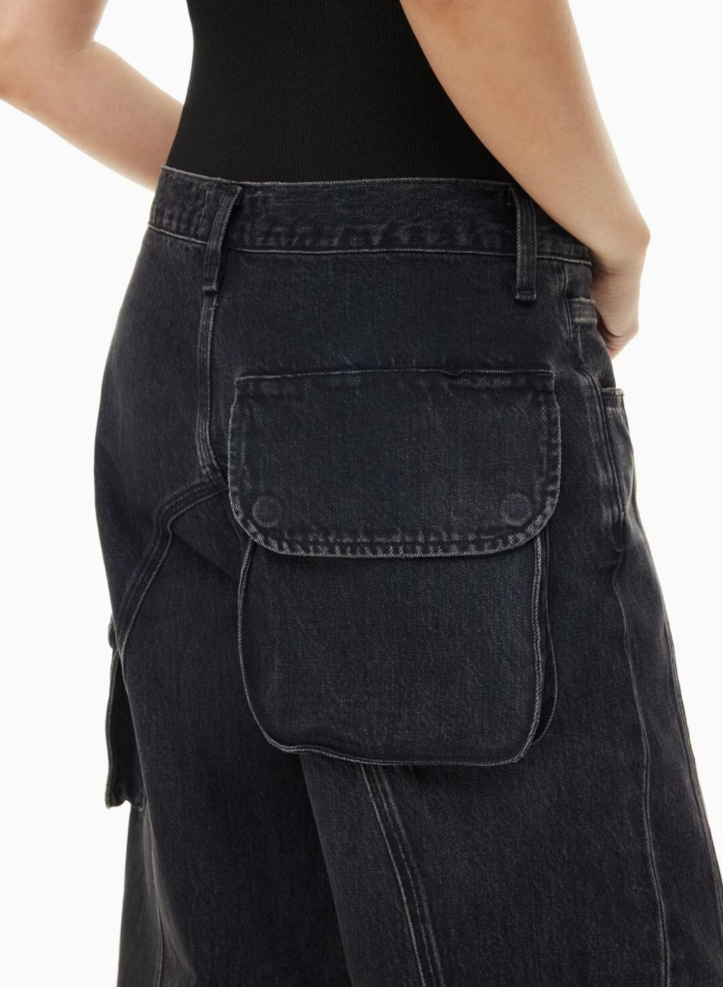 NWOT Agolde Cass Baggy Cargo Jeans Size 33 Barrel Jeans in Black Sz 122