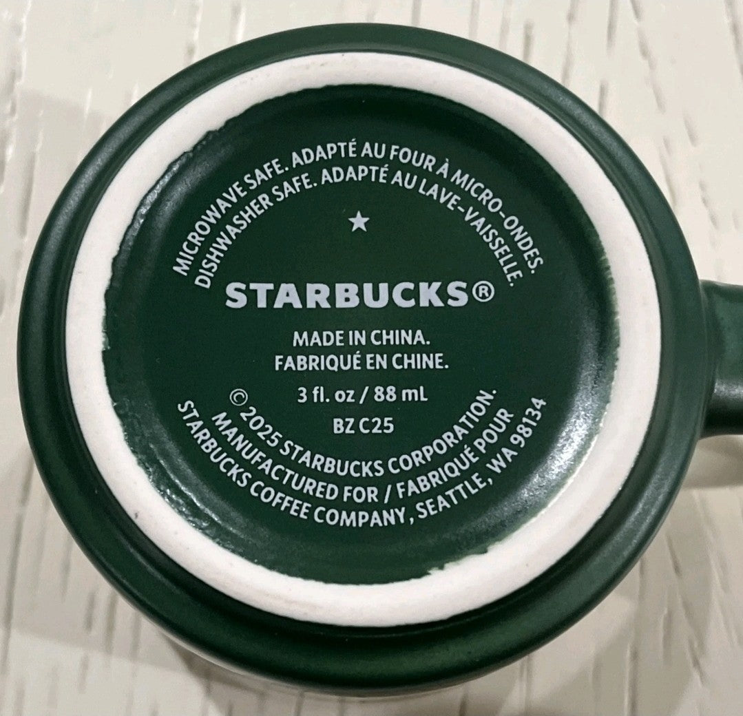 Starbucks 2025 Holiday Limited Edition Demi Set Espresso Cups Green White New2