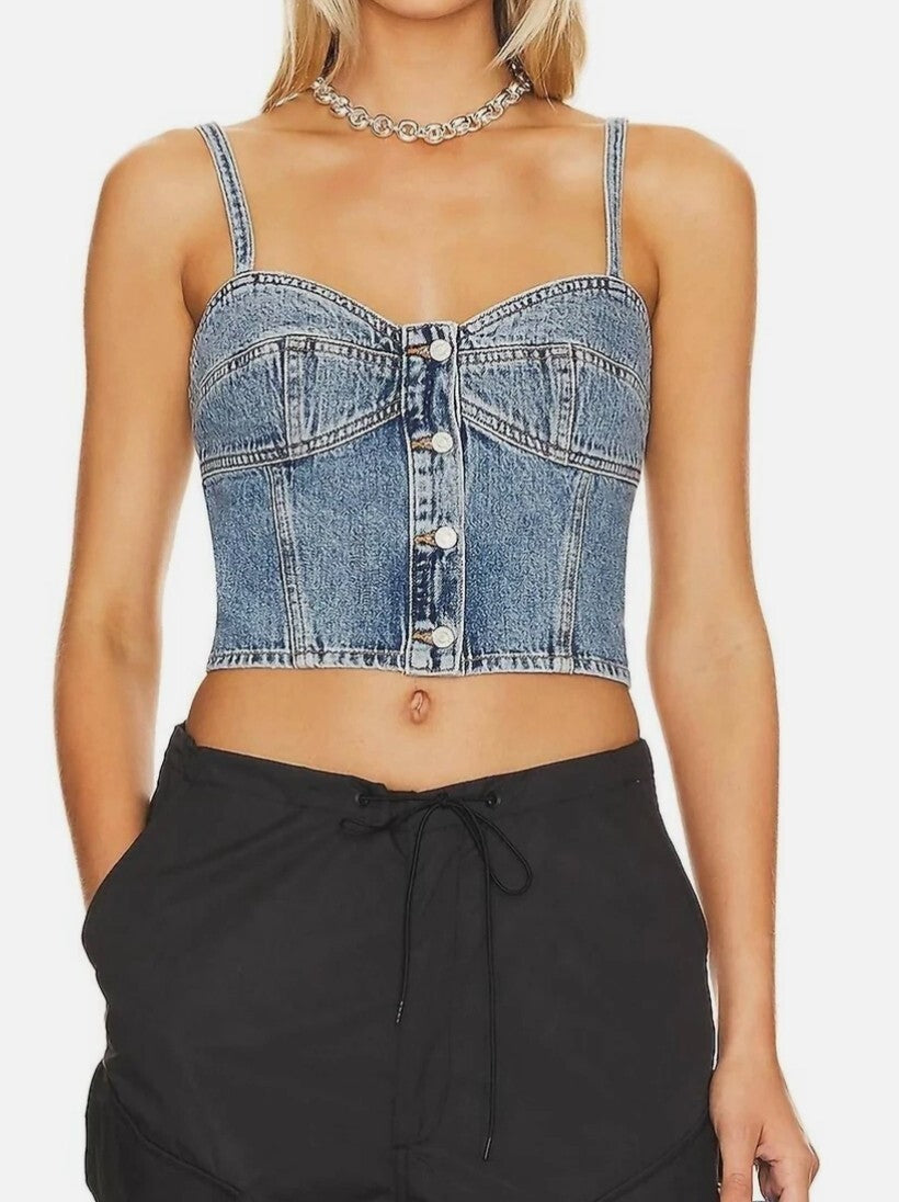 Agolde Lola Denim Crop TOP Women's In TEMOR BUSTIER Size Small SM1