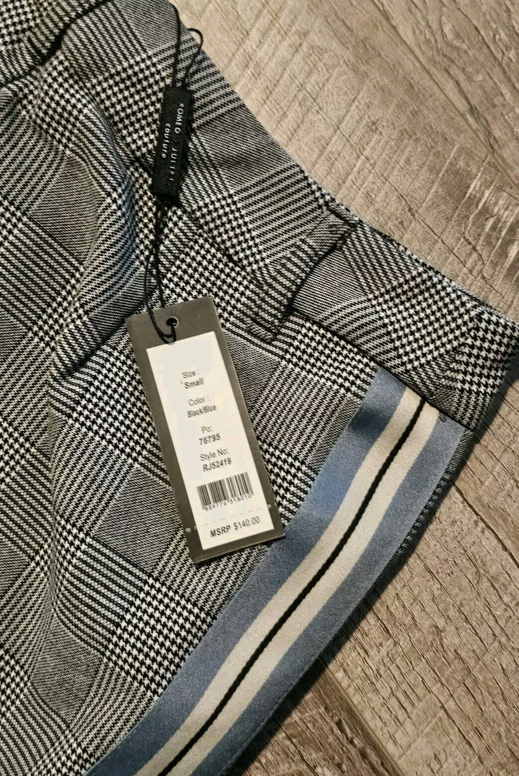Romeo Juliet Couture Houndstooth Pants with Racing Stripe Ladies Size Small NWT2