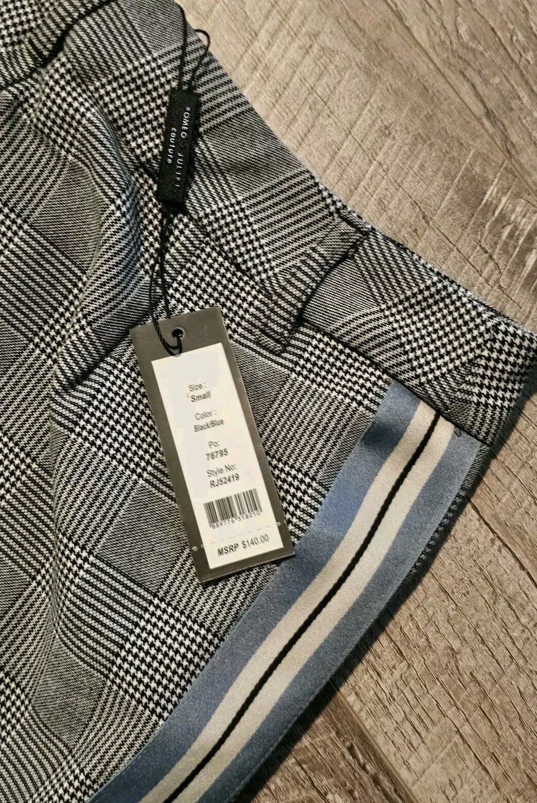 Romeo Juliet Couture Houndstooth Pants with Racing Stripe Ladies Size Small NWT2