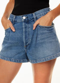 $248 Citizens Of Humanity Blue Franca Pleated Baggy Jean Shorts Size 27 COH0