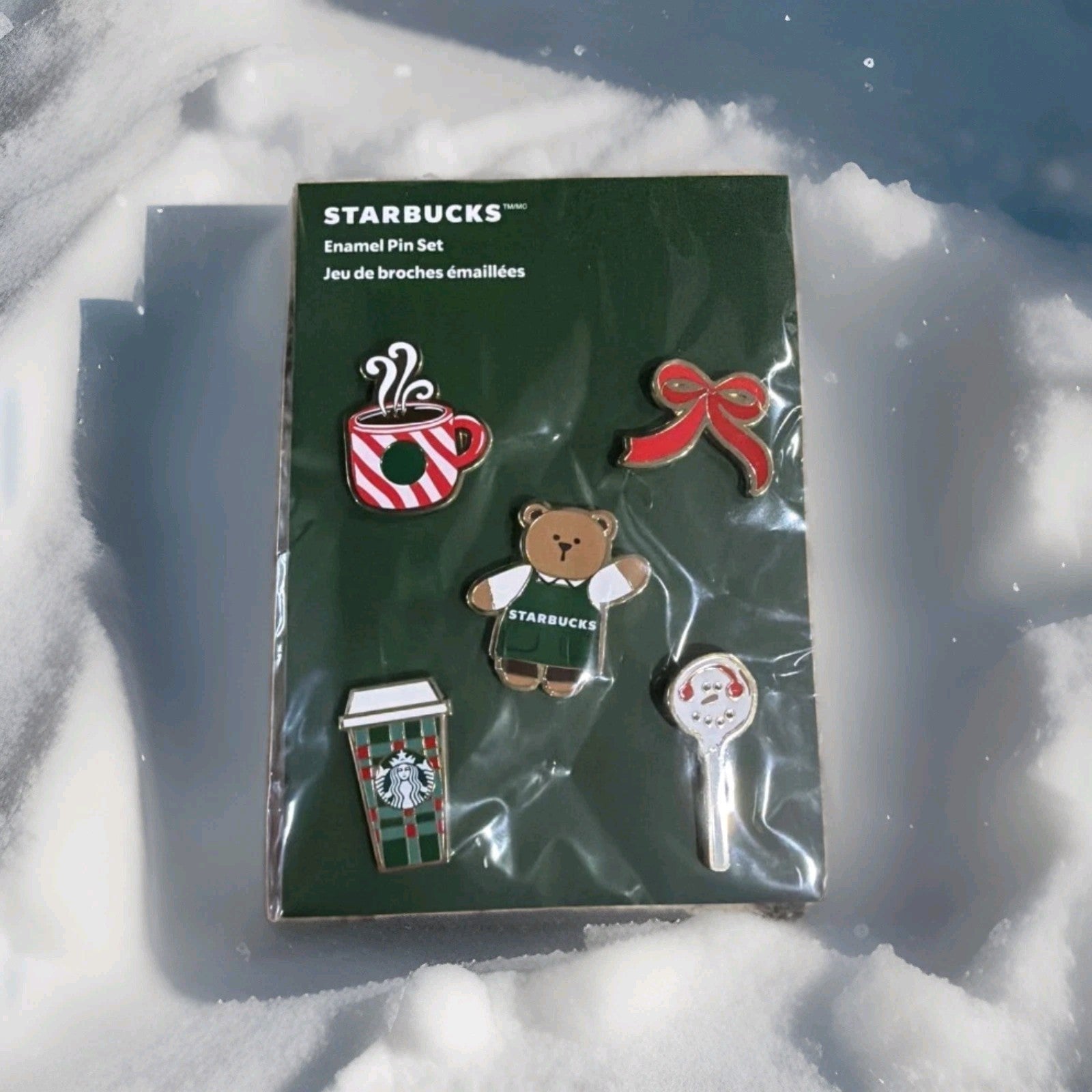 Starbucks 2025 Holiday Enamel Pin Set Bearista Limited Edition Cake Pop Cup New0
