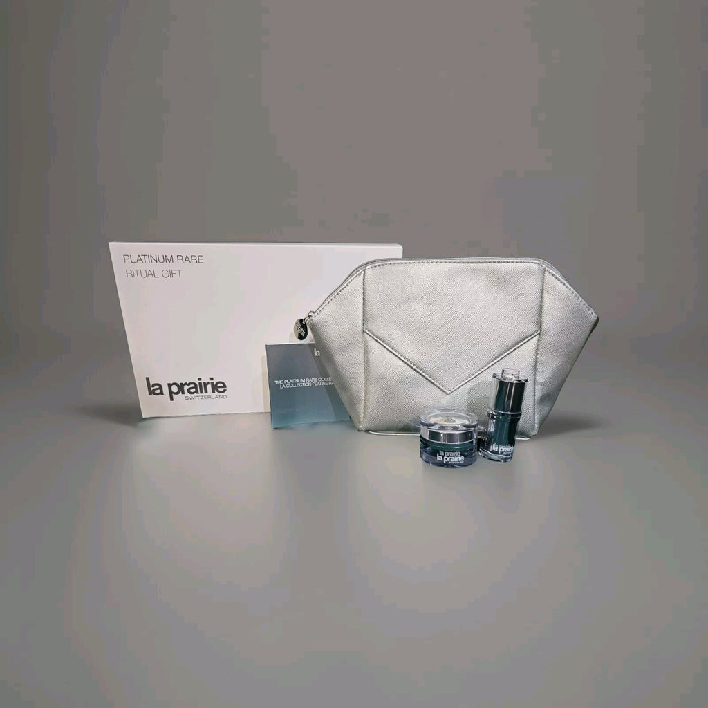 LA PRAIRIE PLATINUM RARE Clutch, Cellular Eye Cream (3ml), Eye Essence (3ml) NEW0