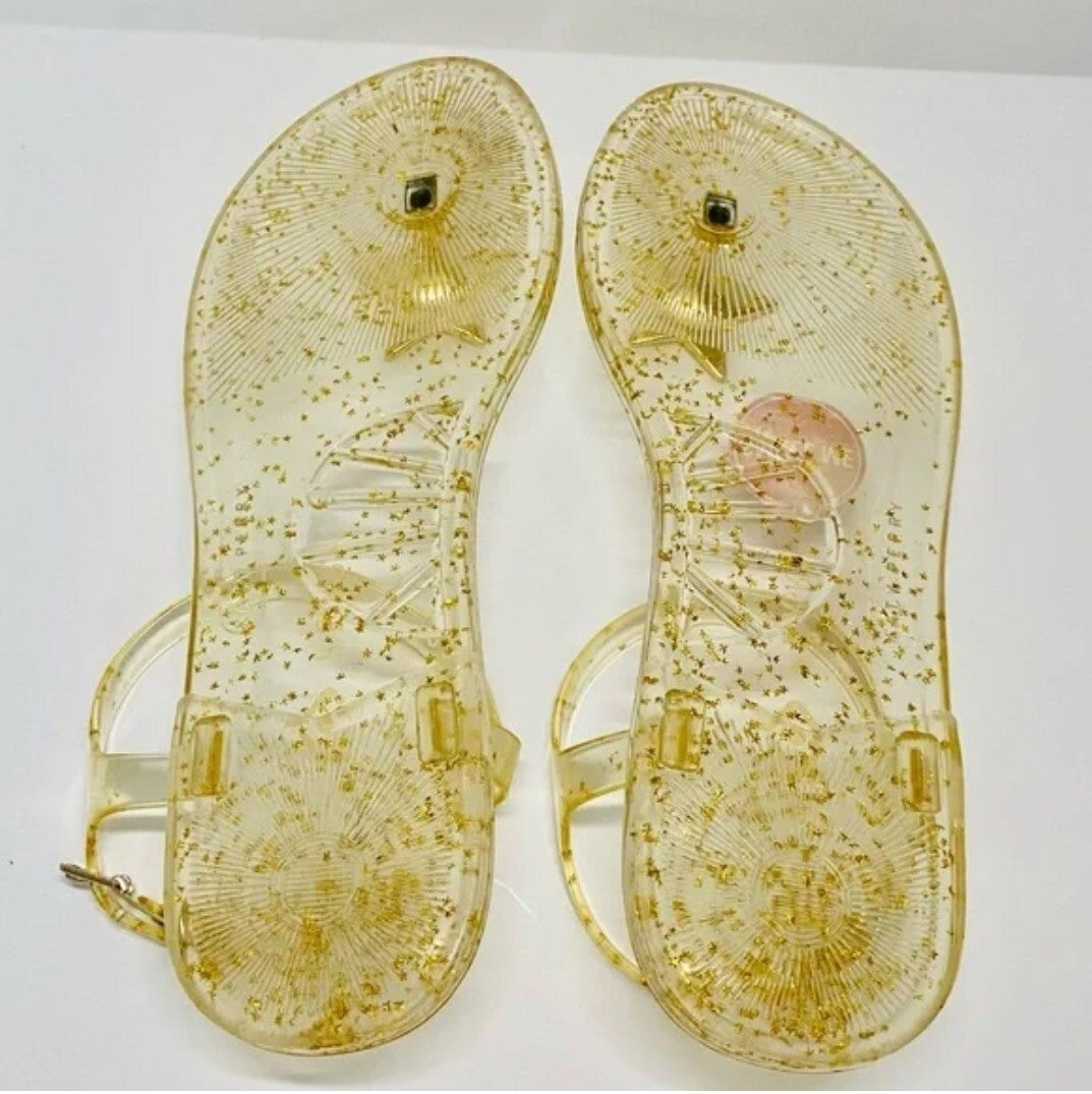 Katy Perry The Geli Gold Star Jelly Ankle Strap Sandals Thongs Women’s Size US 510