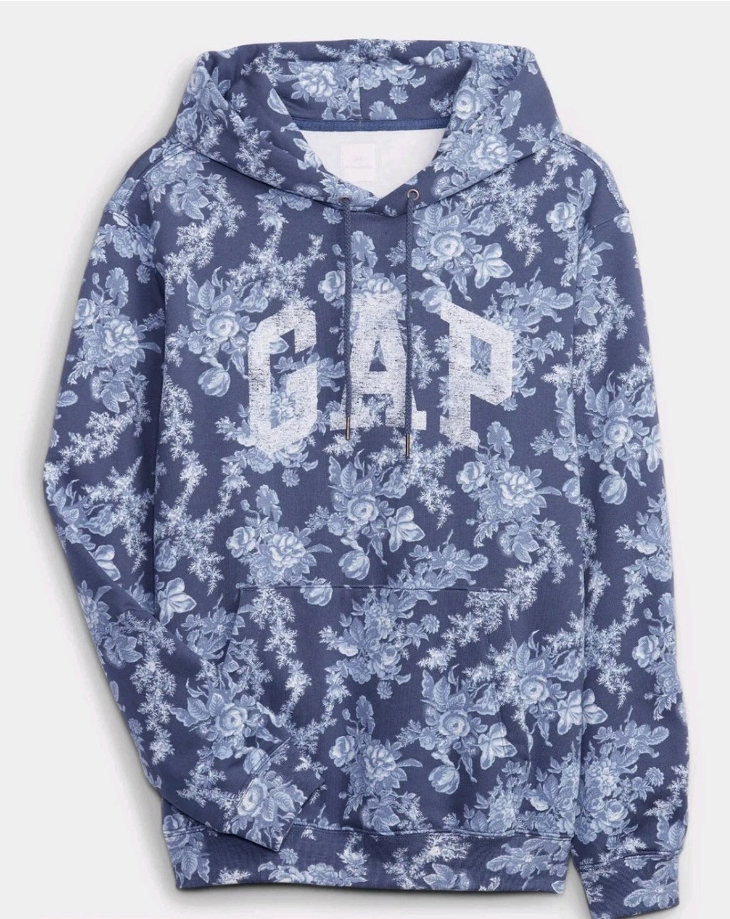 Gap x Love Shack Fancy Womens Hoodie Med Blue Floral Sweatshirt Streetwear EUC1