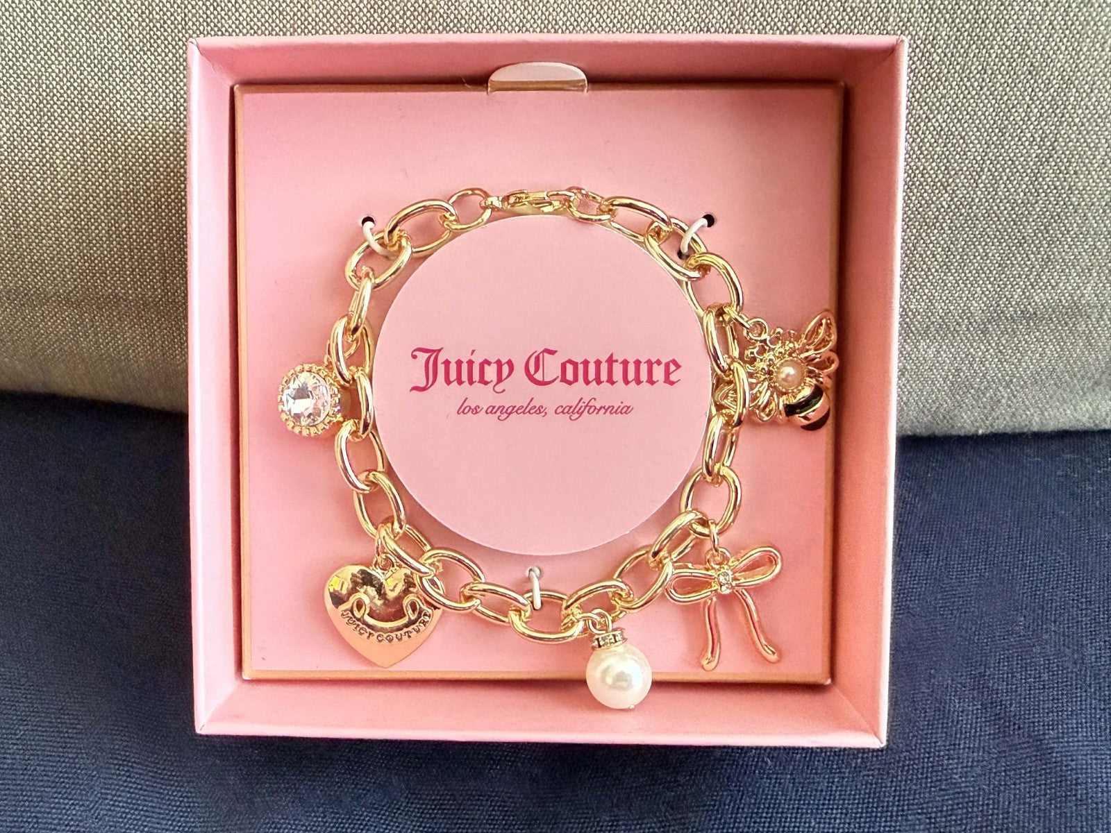 NWT Juicy Couture Womens Fashion Bling Charm Chain Bracelet Bee  ️ Y2K Heart 0