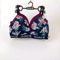 New ️ Hurley 34 B Bra Lot of 2 Laser Wings Hawaiian Bloom Navy & Baby Blue 34B0
