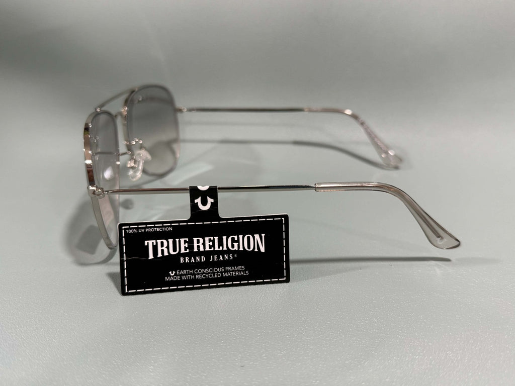 New Original TRUE RELIGION Sunglasses Tinted / Silver Aviator Horseshoe TR10570C2