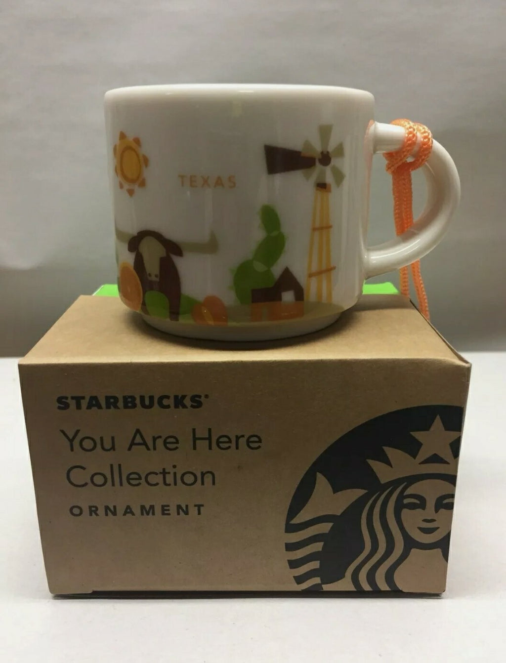 Starbucks Christmas Ornament Texas You are Here - 2 oz Cersmic Coffee Cup NIB0