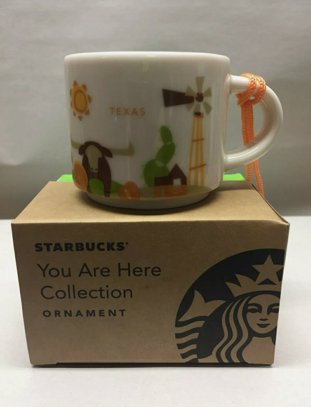 Starbucks Christmas Ornament Texas You are Here - 2 oz Cersmic Coffee Cup NIB0